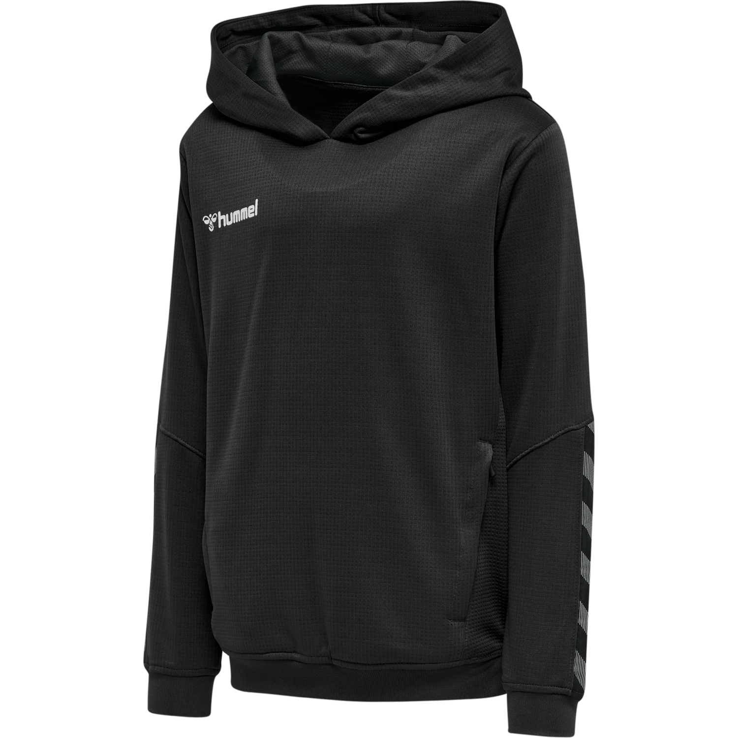 hmlAUTHENTIC KIDS POLY HOODIE, BLACK/WHITE, packshot