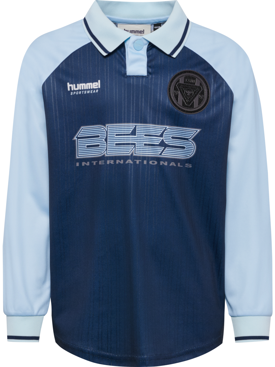 hmlJR LOOSE STRIPE SOCCER JERSEY LS, DRESS BLUES, packshot