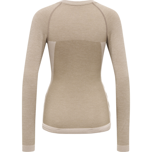 hmlCLEA SEAMLESS TIGHT T-SHIRT L/S, CHATEAU GRAY/DRIFTWOOD MELANGE, packshot