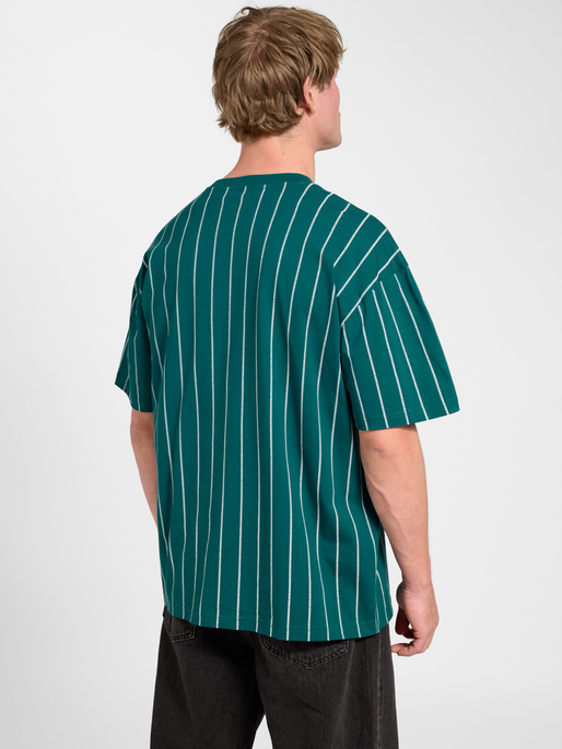 Chevron Pinstripe T-Shirt, TEAL/WHITE, model