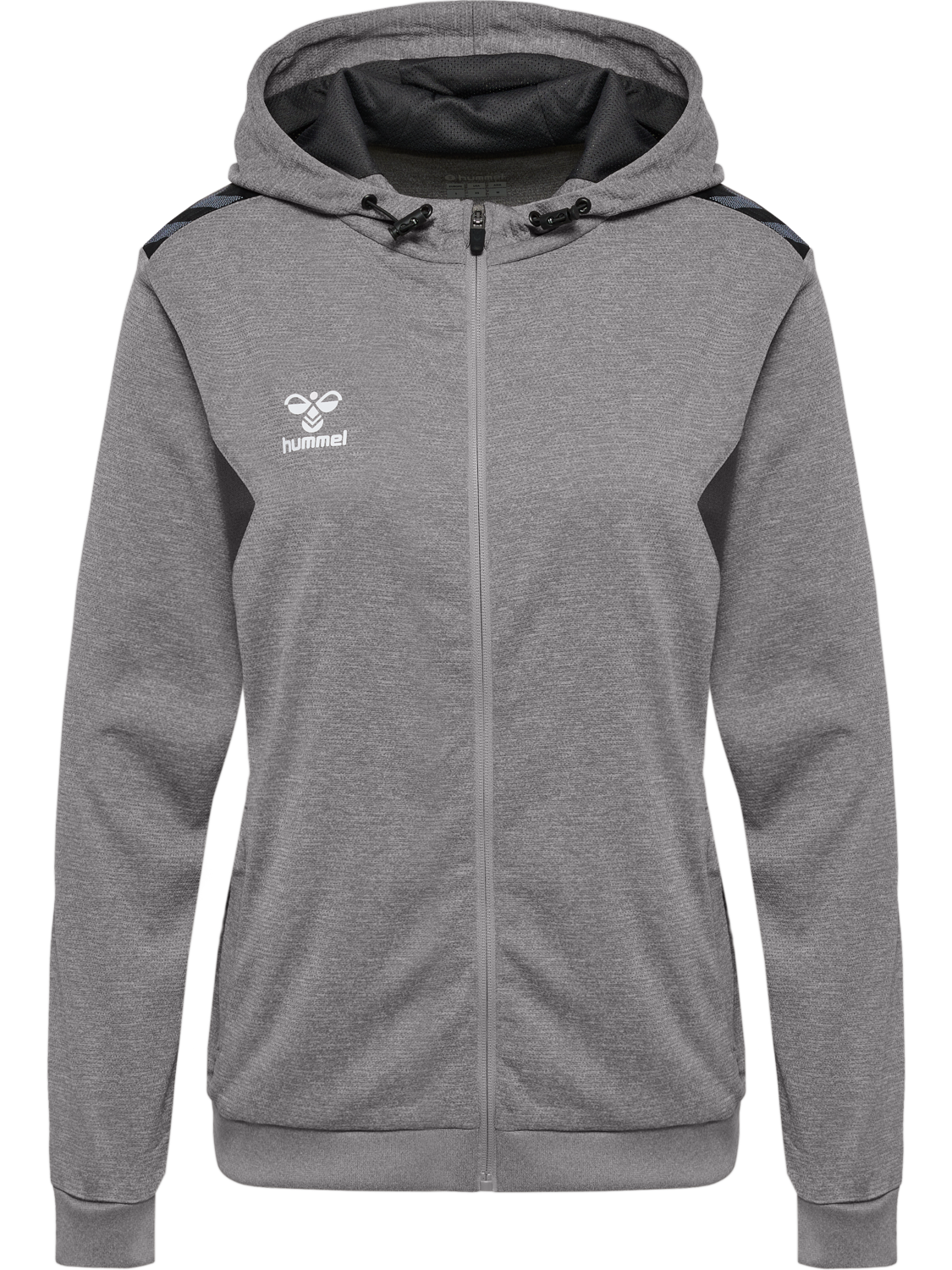 hmlAUTHENTIC PL ZIP HOODIE WOMAN, GREY MELANGE, packshot