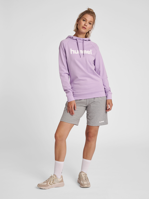 HMLGO COTTON LOGO HOODIE WOMAN, ORCHID, model
