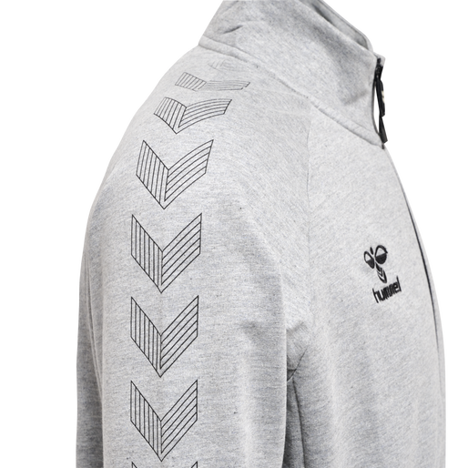 hmlMOVE GRID COTTON ZIP JACKET, GREY MELANGE, packshot