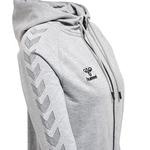 hmlMOVE GRID COTTON ZIP HOODIE WOMA, GREY MELANGE, packshot