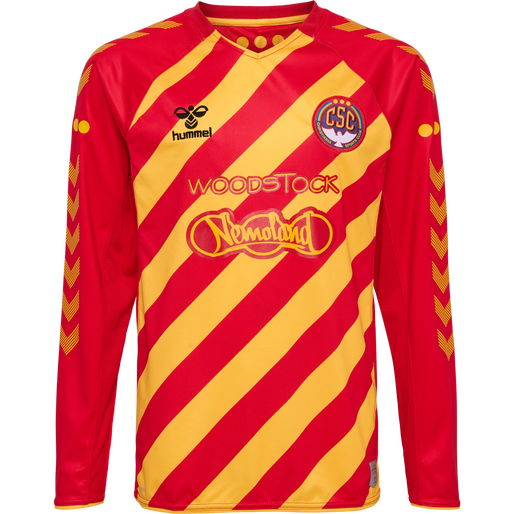 hmlCSC 19/20 KIDS HOME JERSEY LS, TRUE RED/SPORTS YELLOW W/SPONS, packshot
