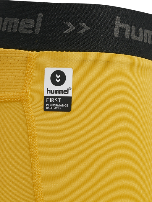 HUMMEL FIRST PERFORMANCE KIDS TIGHT SHORTS, SPORTS YELLOW HUMMEL FIRST PERFORMANCE KIDS TIGHT SHORTS, SPORTS YELLOW, packshot