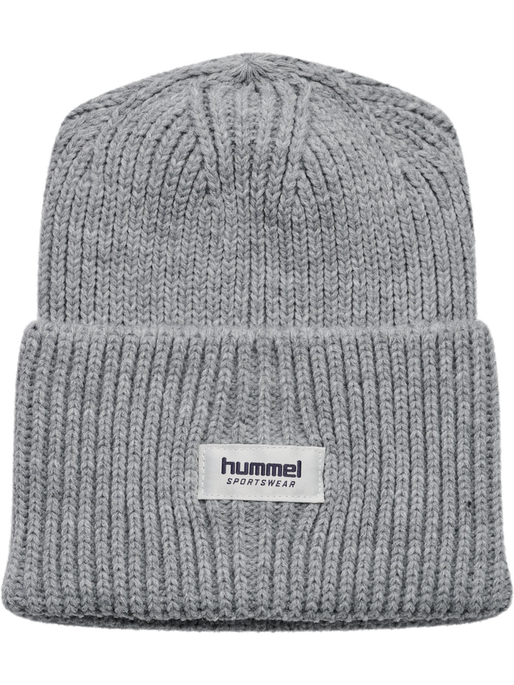 hmlJR HEAVY RIB KNIT BEANIE, GREY MELANGE, packshot