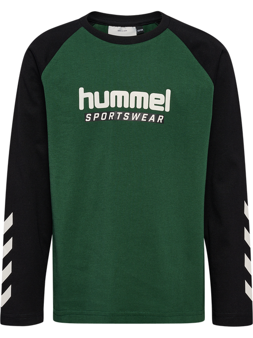 hmlJR LOGO T-SHIRT L/S, DARK GREEN, packshot