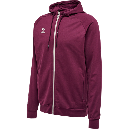 hmlMOVE GRID COTTON ZIP HOODIE, GRAPE WINE, packshot