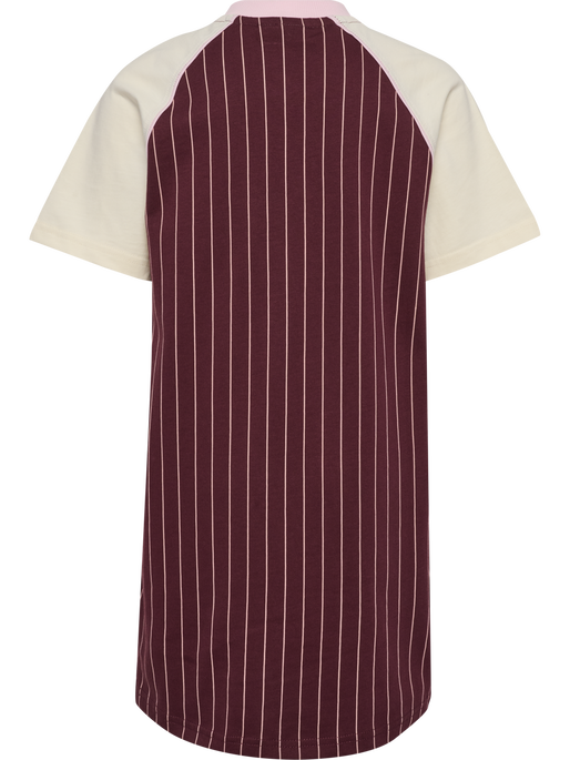 hmlJR LOOSE V-NECK BEES DRESS S/S, VINEYARD WINE, packshot