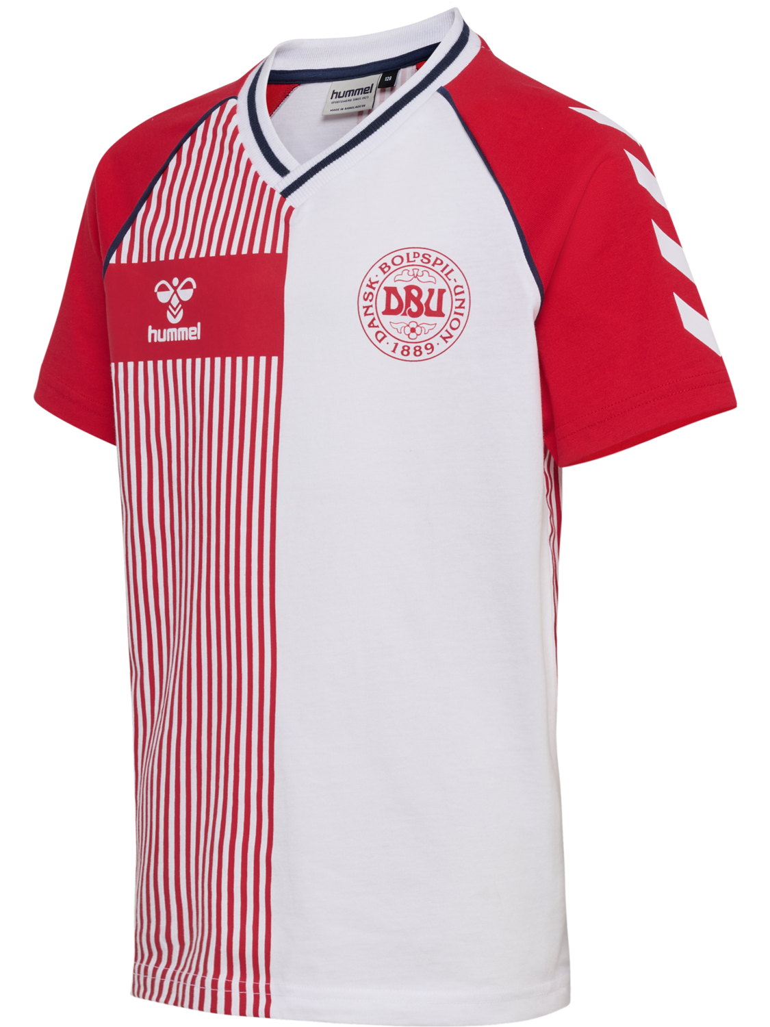 hmlJR REG DBU STRIPY T-SHIRT S/S, TANGO RED, packshot