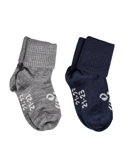 hmlMINI WOOL 2-PACK SOCKS, DRESS BLUES/GREY MELANGE hmlMINI WOOL 2-PACK SOCKS, DRESS BLUES/GREY MELANGE, packshot