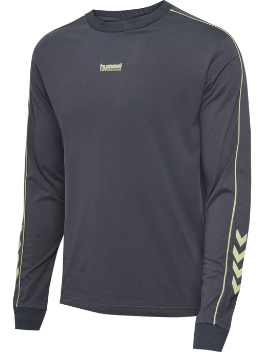 hmlPULSE PIPING T-SHIRT L/S, BLACKENED PEARL, packshot