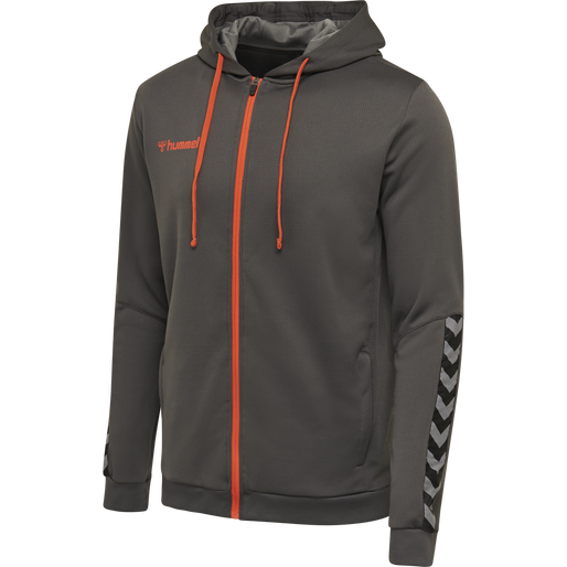 hmlAUTHENTIC KIDS POLY ZIP HOODIE, ASPHALT, packshot