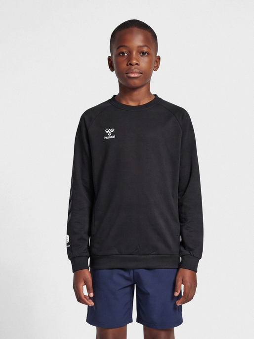 hmlMOVE GRID COTTON SWEATSHIRT KIDS, BLACK, model