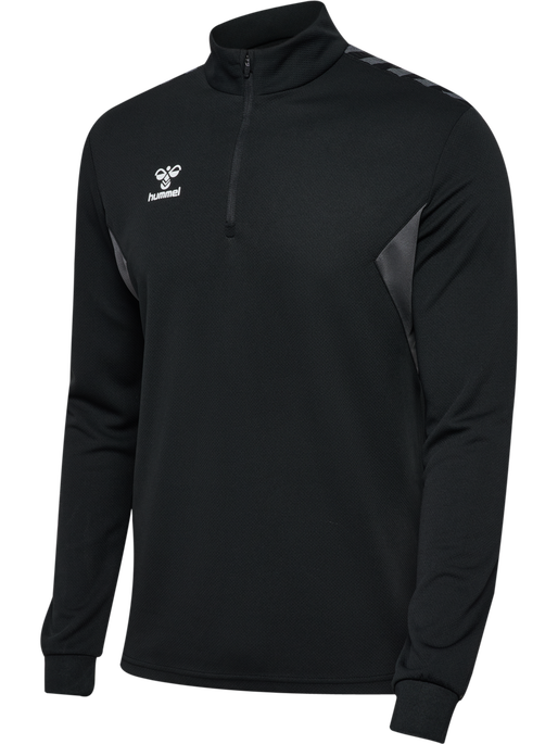 hmlAUTHENTIC HALF ZIP SWEAT, BLACK, packshot