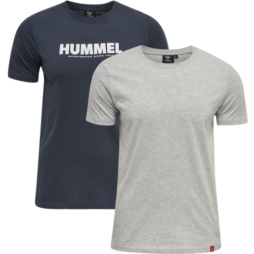 hmlLEGACY 2-PACK T-SHIRT, GREY MELANGE/BLUE NIGHTS hmlLEGACY 2-PACK T-SHIRT, GREY MELANGE/BLUE NIGHTS, packshot