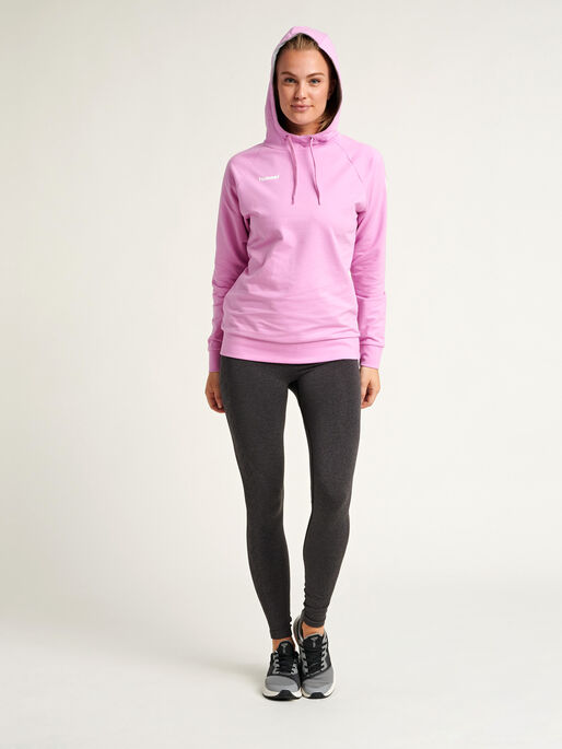 HUMMEL GO COTTON HOODIE WOMAN, ORCHID, model