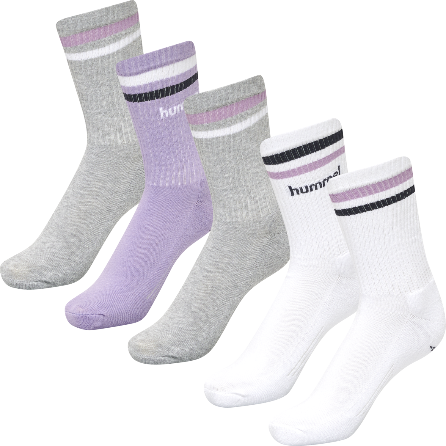 hmlRETRO 4-PACK SOCKS MIX, WHITE/PURPLE/GREY, packshot