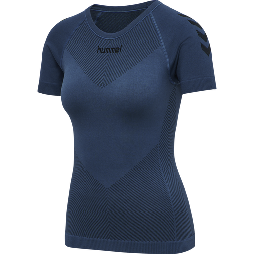 HUMMEL FIRST SEAMLESS JERSEY S/S W, DARK DENIM, packshot