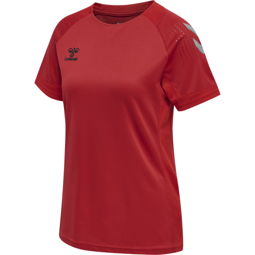 hmlLEAD WOMENS S/S POLY JERSEY, TRUE RED, packshot