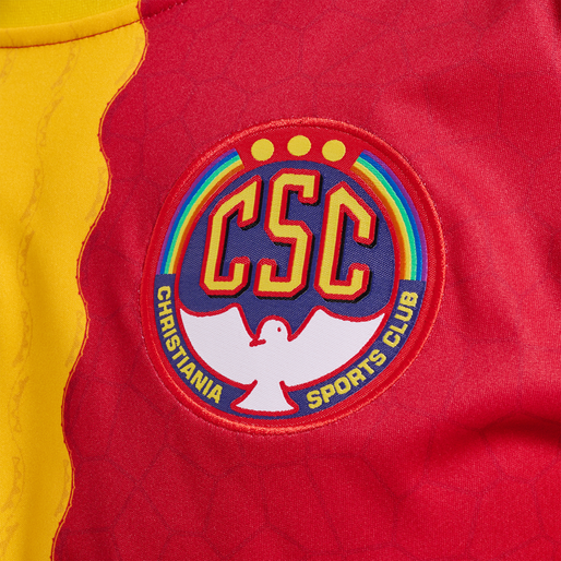 CSC 22/23 HOME JERSEY S/S, TRUE RED/SPORTS YELLOW W/SPONS, packshot