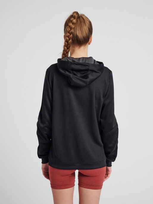 hmlAUTHENTIC POLY ZIP HOODIE WOMAN, BLACK, model