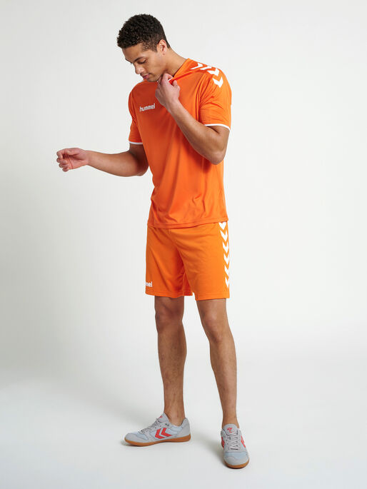 CORE SS POLY JERSEY, TANGERINE PR, model