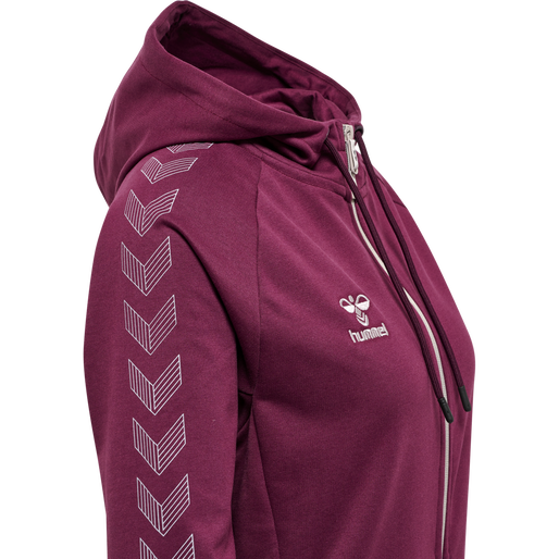 hmlMOVE GRID COTTON ZIP HOODIE WOMA, GRAPE WINE, packshot