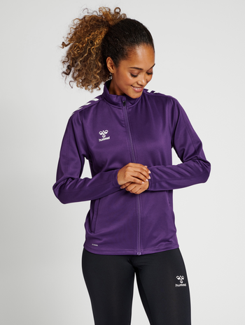 hmlCORE XK POLY ZIP SWEAT WOMAN, ACAI, model