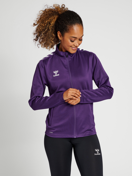 hmlCORE XK POLY ZIP SWEAT WOMAN, ACAI, model