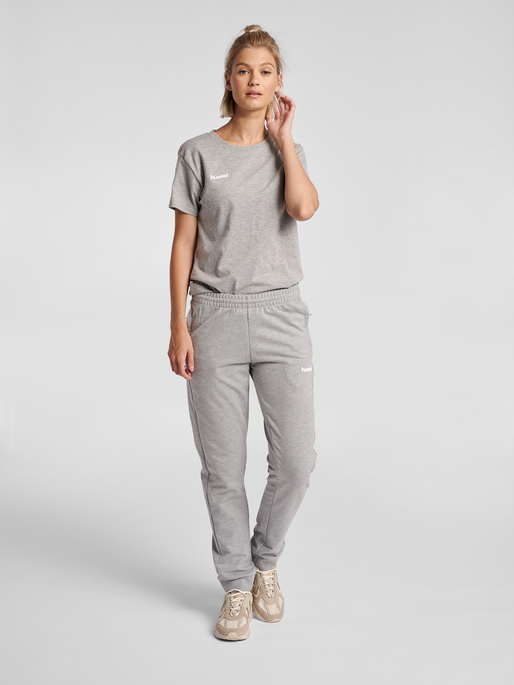 HUMMEL GO COTTON PANTS WOMAN, GREY MELANGE, model