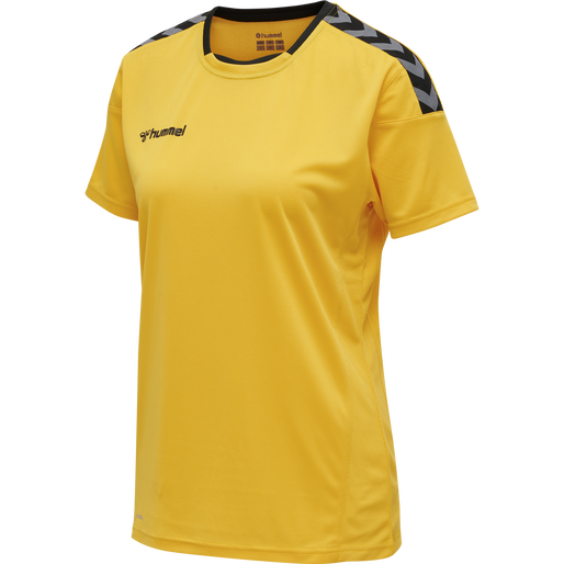 hmlAUTHENTIC POLY JERSEY WOMAN S/S, SPORTS YELLOW/BLACK, packshot