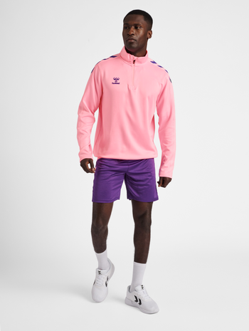 hmlCORE XK HALF ZIP POLY SWEAT, COTTON CANDY, model
