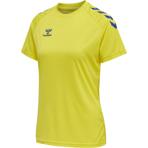 hmlCORE XK CORE POLY TEE  S/S WOMAN, BLAZING YELLOW/TRUE BLUE, packshot