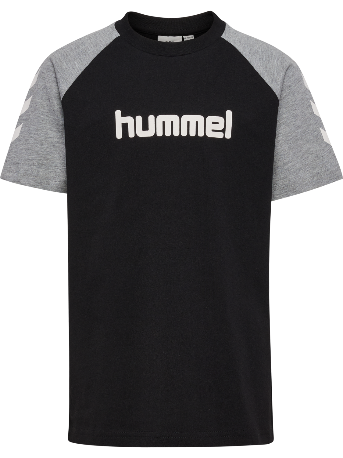 hmlJR LOGO T-SHIRT S/S, BLACK/GREY MELANGE, packshot