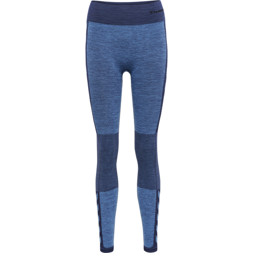 hmlCLEA SEAMLESS MID WAIST TIGHTS, GRANADA SKY/NAVY PEONY MELANGE, packshot