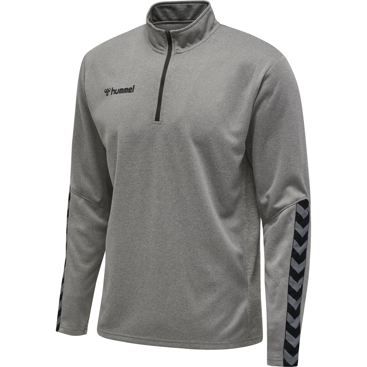 hmlAUTHENTIC HALF ZIP SWEATSHIRT, GREY MELANGE, packshot