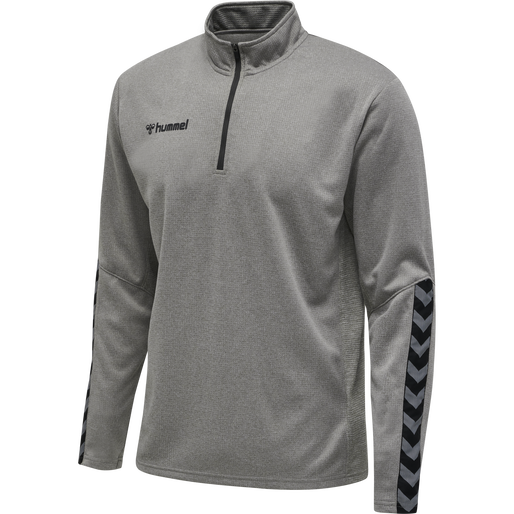 hmlAUTHENTIC HALF ZIP SWEATSHIRT, GREY MELANGE, packshot