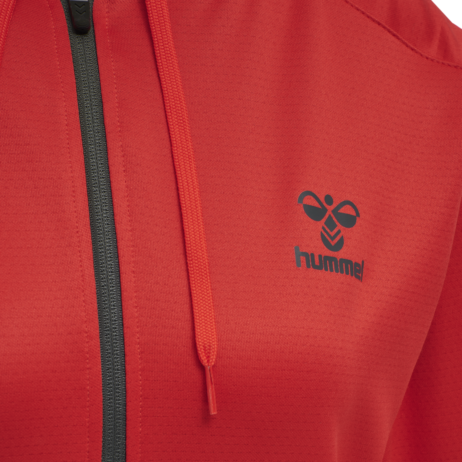 hmlACTION POLY ZIP HOODIE WOMAN, FLAME SCARLET/EBONY, packshot