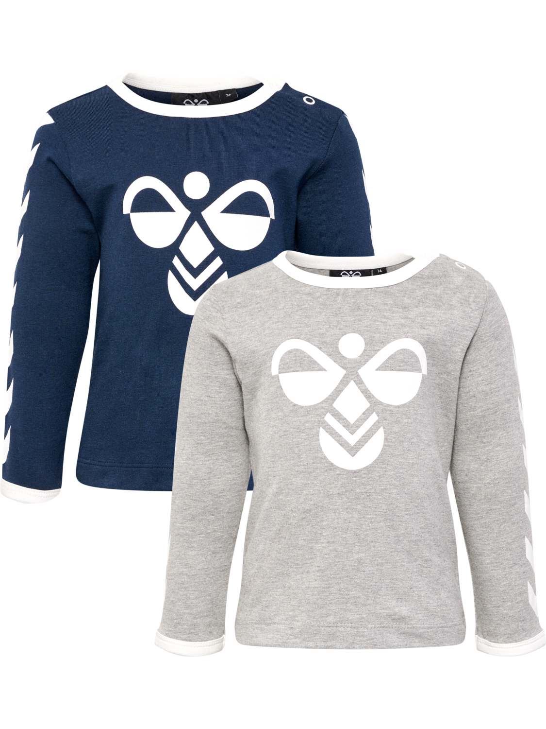 hmlFLIPPER T-SHIRT L/S 2-PACK, GREY MELANGE/BLUE NIGHTS, packshot