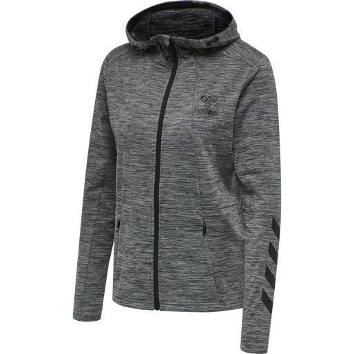 hmlSELBY ZIP HOODIE, DARK GREY MELANGE, packshot