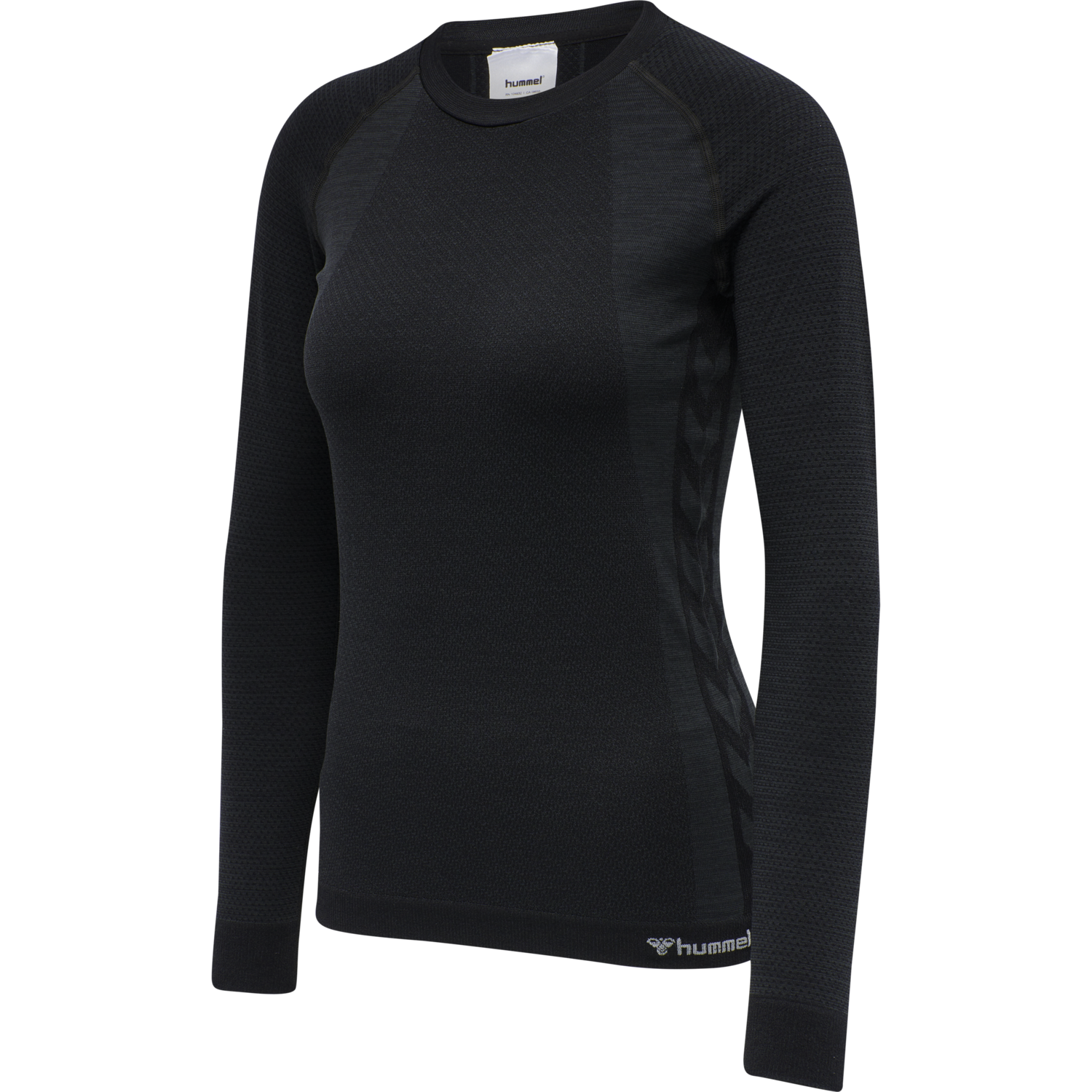 hmlCLEA SEAMLESS T-SHIRT L/S, BLACK MELANGE, packshot