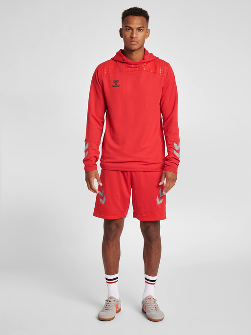 hmlLEAD POLY HOODIE, TRUE RED, model