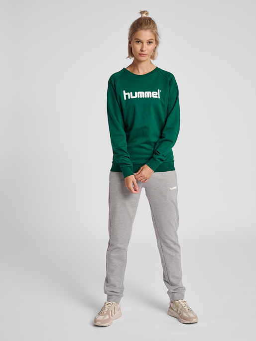 HUMMEL GO COTTON LOGO SWEATSHIRT WOMAN, EVERGREEN, model