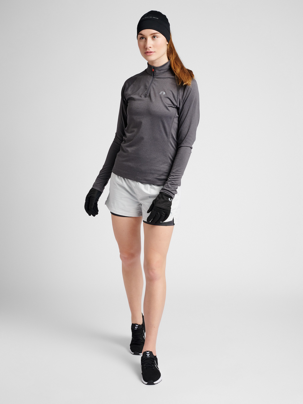 hummel WOMEN 2 IN 1 RUNNING SHORTS OYSTER MUSHROOM hummelsport